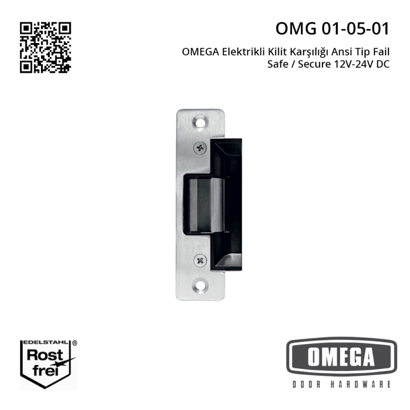 OMEGA Elektrikli Kilit Karşılığı Ansi Tip Fail Safe / Secure 12V-24V DC